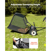 Load image into Gallery viewer, SucceBuy 52 in Tow Behind Lawn Sweeper 26 cu.ft. Yard Sweeper Adjustable Sweeping Height with Dumping Rope for Grass Clippings - AMOCART