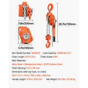 Load image into Gallery viewer, SucceBuy Manual Lever Chain Hoist 1-1/2T / 3T / 6T Capacity Come Along 10FT/ 20FT Lift G80 Alloy Steel Chain 360°Rotating Hooks - AMOCART