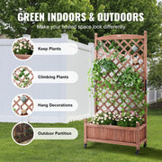 Bild in Galerie-Viewer laden, Amocart Wood Planter with Trellis Outdoor Raised Garden Bed with Drainage Holesfor Vine Climbing Plants Flowers in Garden