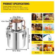 Load image into Gallery viewer, Amocart 50L Alcohol Still Stainless Steel Water Alcohol Distiller with Condenser 13.2Gal Wine Making Boiler with Copper Tube