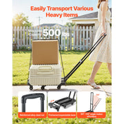 Bild in Galerie-Viewer laden, Amocart Folding Hand Truck 500 lbs Load Capacity Collapsible Luggage Cart with 6 Wheels 2 Elastic Ropes & Expandable Base Black