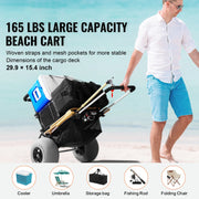 Load image into Gallery viewer, SucceBuy Beach Dolly with Big Wheels for Sand 29.9"x15.4" Cargo Deck w/ 12" Balloon Wheels 165 lbs Folding Sand Cart for Beach
