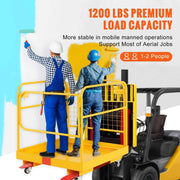 Load image into Gallery viewer, SucceBuy 1200lbs Forklift Safety Cage Folding Security Platform with Lockable Swivel Wheels Holds 1 to 2 Adults for Aerial Work - AMOCART
