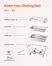 Bild in Galerie-Viewer laden, SucceBuy 8 Qt 4/6er-Pack Chafing Dish Buffet Set Edelstahl Chafer Rechteckige Catering Wärmebehälter mit Deckel und Wasserwanne für Partys