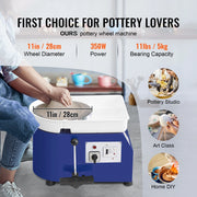 Bild in Galerie-Viewer laden, Amocart 11in Pottery Wheel Ceramic Forming Machine Adjustable 60-300RPM Speed Handle Foot Pedal Control ABS Detachable Basin