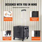 Load image into Gallery viewer, SucceBuy Foldable Utility Shopping Cart Folding Portable Crate Handcart with Telescope Handle Wheels for Travel Office Garden