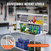Load image into Gallery viewer, SucceBuy Stainless Steel kitchen worktable Overshelf with Height Adjustable Overshelf Prep Work Table for Kitchen Restaurant