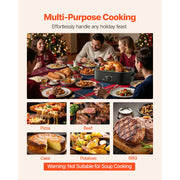 Charger l'image dans la visionneuse de galerie, Amocart Electric Roaster Oven 24 QT Turkey Roaster Oven with Self-Basting Lid 1450W Roaster Oven Defrost&Warm Function black