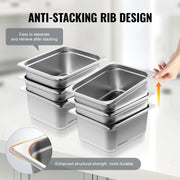 Load image into Gallery viewer, SucceBuy 4" 6" Deep Steam Table Pan 1/2 Size Hotel Pans for chafing 201 Stainless Steel Food Container for Party BBQ Baking - AMOCART