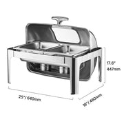 Bild in Galerie-Viewer laden, Amocart 9Qt Roll Top Chafing Dish Buffet Stainless Steel Chafer with Full Size Pan Visible Lid Rectangle Catering Warmer Server