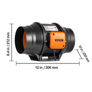 Load image into Gallery viewer, SucceBuy Inline Duct Fan Quiet EC-motor Ventilation Exhaust with Temperature Humidity Controller for Cooling Booster Grow Tents