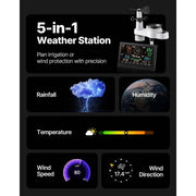 Load image into Gallery viewer, Amocart 5-in-1 Solar Powered Wi-Fi Weather Station for Weather Forecast, Wind Speed Direction, Temperature, Humidity, Rainfall