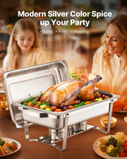 Bild in Galerie-Viewer laden, SucceBuy 8 Qt 4/6er-Pack Chafing Dish Buffet Set Edelstahl Chafer Rechteckige Catering Wärmebehälter mit Deckel und Wasserwanne für Partys
