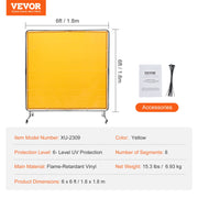 Bild in Galerie-Viewer laden, SucceBuy Welding Screen with Frame 6' x 6' Welding Curtain Screen Flame-Resistant Vinyl Welding Protection Screen