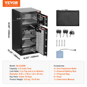 Load image into Gallery viewer, SucceBuy Single Door 4.0 cu.ft Safe Box w/ Key Lock Password & Fingerprint Safe Lock Box with Fireproof Bag Key Rack & LED Light
