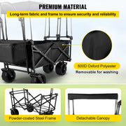 Load image into Gallery viewer, SucceBuy Folding Wagon Cart Adjustable Handle Bar Removable Canopy Oxford Cloth Collapsible Shopping Outdoor Camping Beach Cart - AMOCART