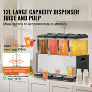 Load image into Gallery viewer, SucceBuy 4 Tanks Commercial Beverage Dispenser 10L/12L Per Tank Juice Dispenser Stainless Steel Ice Tea Drink Machine