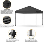 Load image into Gallery viewer, 10x10 FT Pop Up Canopy Tent, Black Heavy Duty Waterproof Gazebo Shelter with Wheeled Carry Bag Portable Instant Sun Shade for Outdoor Parties, Events & Camping,Patio, Garden, Beach