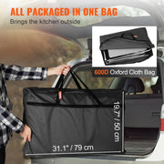 Load image into Gallery viewer, SucceBuy Camping Outdoor Kitchen Table Cabinet Foldable Folding Cooking Storage Rack X-Shaped Aluminum Alloy Bracket for BBQ