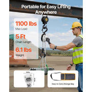 Load image into Gallery viewer, Amocart 0.5T/0.25T Manual Lever Chain Hoist 5/10/20 FT Lift G80 Alloy Steel Chain With Dual Pawl Mechanical Brake for Warehouse
