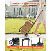 Load image into Gallery viewer, SucceBuy Folding Hand Truck 110lbs Capacity Collapsible Luggage Cart w/ 2Wheels&1 Elastic Rope Utility Dolly Platform Cart Black - AMOCART