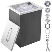 Load image into Gallery viewer, SucceBuy Ice Chest Stainless Steel Ice Cooler Commercial Ice Bin with Cover Outdoor Kitchen Ice Bar Drain-pipe and Drain Plug - AMOCART