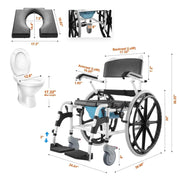 Load image into Gallery viewer, Amocart Shower Wheelchair 17.5in Bathroom Wheelchair for Inside Shower Adjustable Rolling Shower Chair for Disabled 300 lbs