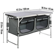 Load image into Gallery viewer, SucceBuy Camping Outdoor Kitchen Table Cabinet Foldable Folding Cooking Storage Rack X-Shaped Aluminum Alloy Bracket for BBQ