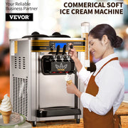 Load image into Gallery viewer, SucceBuy 22-30L/H Soft Ice Cream Maker Commercial Countertop Tricolor 2+1 Flavors Sweet Cones Freezing Equipment Vending Machine