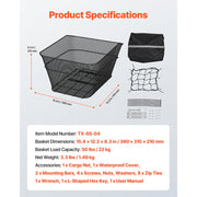 Bild in Galerie-Viewer laden, SucceBuy Rear Bike Basket Wire Mesh Bicycle Basket with Waterproof Cover Durable Metal Bike Back Basket Fits Most Rear Bike Rack