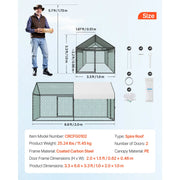 Load image into Gallery viewer, Amocart Metal Chicken Coop with Waterproof Cover & Doors Spire Roof Poultry Run Compatible w/ Wooden Coops for Rabbit Hen Goose