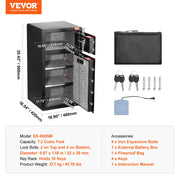 Load image into Gallery viewer, SucceBuy Single Door 4.0 cu.ft Safe Box w/ Key Lock Password & Fingerprint Safe Lock Box with Fireproof Bag Key Rack & LED Light