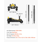 Load image into Gallery viewer, SucceBuy 3 Ton Floor Jack Aluminum & Steel Racing Floor Jack with Dual Pistons Quick Lift Pump Hydraulic Car Lift for SUV Pickup - AMOCART