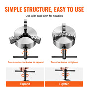 Load image into Gallery viewer, SucceBuy 3-Jaw Lathe Chuck 160mm / 200mm / 250mm Self-Centering Lathe Chuck Multiple Clamping Range for Lathe Printer Machining