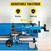 Bild in Galerie-Viewer laden, Amocart Mini Metal Lathe Machine 7"x14" 550W 180x350mm Variable Speed + 3 Jaw Chuck for Metalworking Turning Drilling Threading