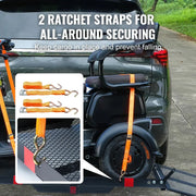 Charger l'image dans la visionneuse de galerie, Amocart Hitch Mount Carrier 500LBS Mobility Scooter Carrier with Folding Ramp Iron Trailer Hitch Rack Basket Straps