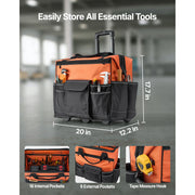 Charger l'image dans la visionneuse de galerie, SucceBuy 110 lbs Rolling Tool Bag 27 Pockets Roller Tool Bag on Wheels with Adjustable Telescoping Handle for Construction Tools