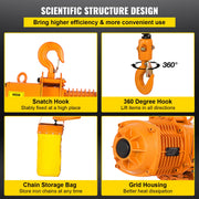 Load image into Gallery viewer, SucceBuy 0.5/1Ton 1PHASE Industrial Electric Chain Hoist 3MHigh Heavy Duty Cranes Hoists with Limit Switch Hot Forging G80 Hook - AMOCART