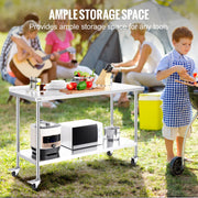 Load image into Gallery viewer, Amocart Stainless Steel Work Table Commercial Food Prep Worktable with Casters Heavy Duty Prep Worktable for Restaurant Home