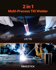 Charger l'image dans la visionneuse de galerie, Amocart TIG Welder 205A 2in1 Welding Machine Lift TIG/MMA Stick Electric Welder Machine with IGBT Inverter Hot Start Arc Force
