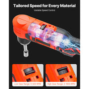 Bild in Galerie-Viewer laden, Amocart Right Angle Drill 3/8Inch Chuck 90 Degree Cordless Right Angle Drill with Brushless Motor Battery Charger and Belt Clip