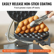 Load image into Gallery viewer, SucceBuy Commercial Egg Bubble Waffle Maker 1400W Non-Stick Stainless Steel Bubble Puff w/180° Rotatable 2 Pans & Wooden Handles