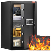 Load image into Gallery viewer, SucceBuy Single Door 4.0 cu.ft Safe Box w/ Key Lock Password & Fingerprint Safe Lock Box with Fireproof Bag Key Rack & LED Light
