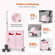 Load image into Gallery viewer, Amocart 150lbs Stair Climbing Cart Foldable Utility Hand Cart with Wheels Collapsible Crate Rolling Cart for Shopping Office