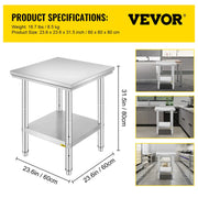 Load image into Gallery viewer, SucceBuy Kitchen Work Bench Commercial Catering Table Worktable with Undershelf Stainless Steel 330LBS 286LBS Restaurant Garage