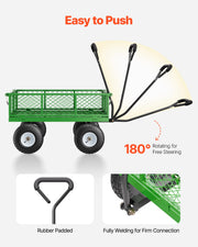 Load image into Gallery viewer, SucceBuy Steel Garden Cart on Wheels Heavy Duty Garden Wagon Cart Pullable Metal Yard Wagon Carts with 180°Rotating Handle - AMOCART