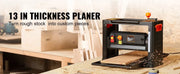 Charger l'image dans la visionneuse de galerie, Amocart Electric Thickness Planer Benchtop 13inch Wood Planer with 3 Blades Two Speed 15-Amp 2000W for DIY Woodworking Planing