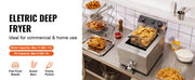 Bild in Galerie-Viewer laden, SucceBuy Commercial Deep Fryer Electric Countertop Fryer with Basket Stainless Steel Single Oil Fryer with Time & Temp Control
