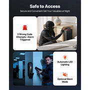 Load image into Gallery viewer, SucceBuy Gun Safe Slider Handgun Safe Fingerprint/Password/Key 3-Way Quick Access Case Box with LED for Nightstand Bedside Desk