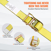 Load image into Gallery viewer, SucceBuy 8pcs 4400Lbs Ratchet Tie Down Straps E-Track Heavy Duty Strap with Hook Loop for Moving Securing Cargo Lawn Equipment - AMOCART